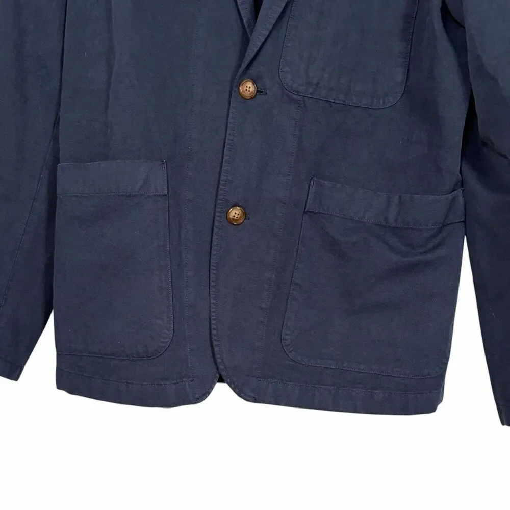 J.Crew Men Garment Dyed Cotton Linen Blend Blue Chino Blazer Jacket 36 AX260 NWT